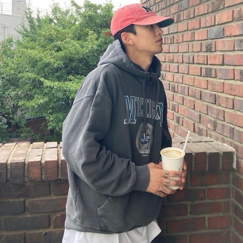 <預購> 韓國TRAVEL密西根狼獾重磅純棉刷毛帽T