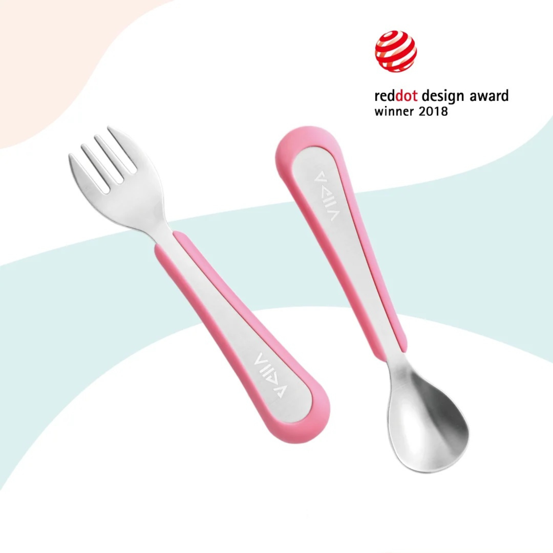 Viida Soufflé Antibacterial Stainless Steel Fork & Spoon Set (S)