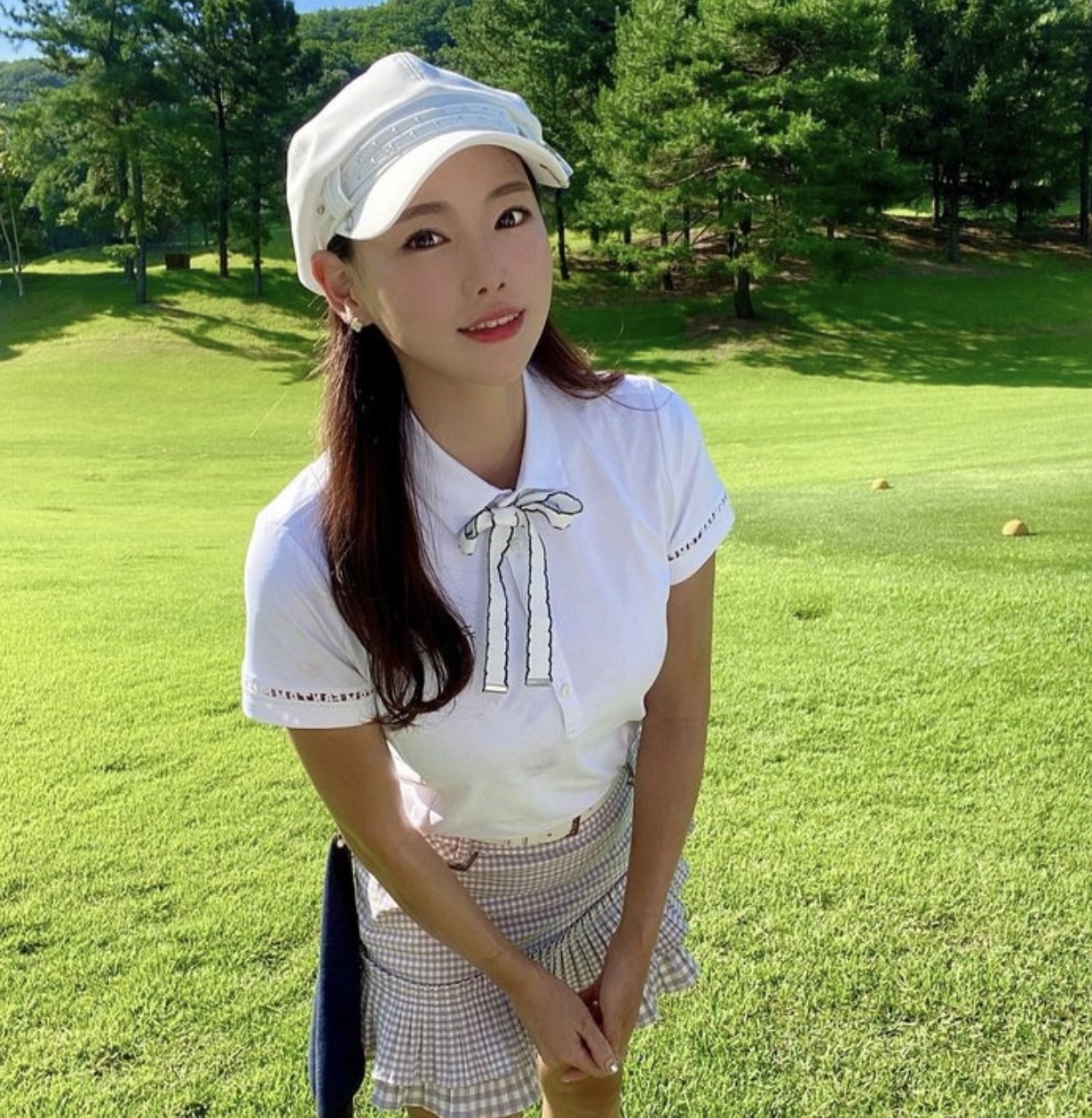 女【現貨】6折起//韓國正品FanTom同步/韓風高球格紋雙層皺摺褲裙/網美推薦高球衣 /#MW112323