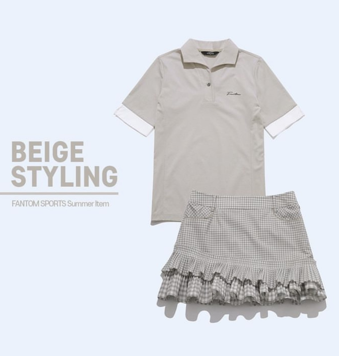 女【現貨】6折起//韓國正品FanTom同步/韓風高球格紋雙層皺摺褲裙/網美推薦高球衣 /#MW112323