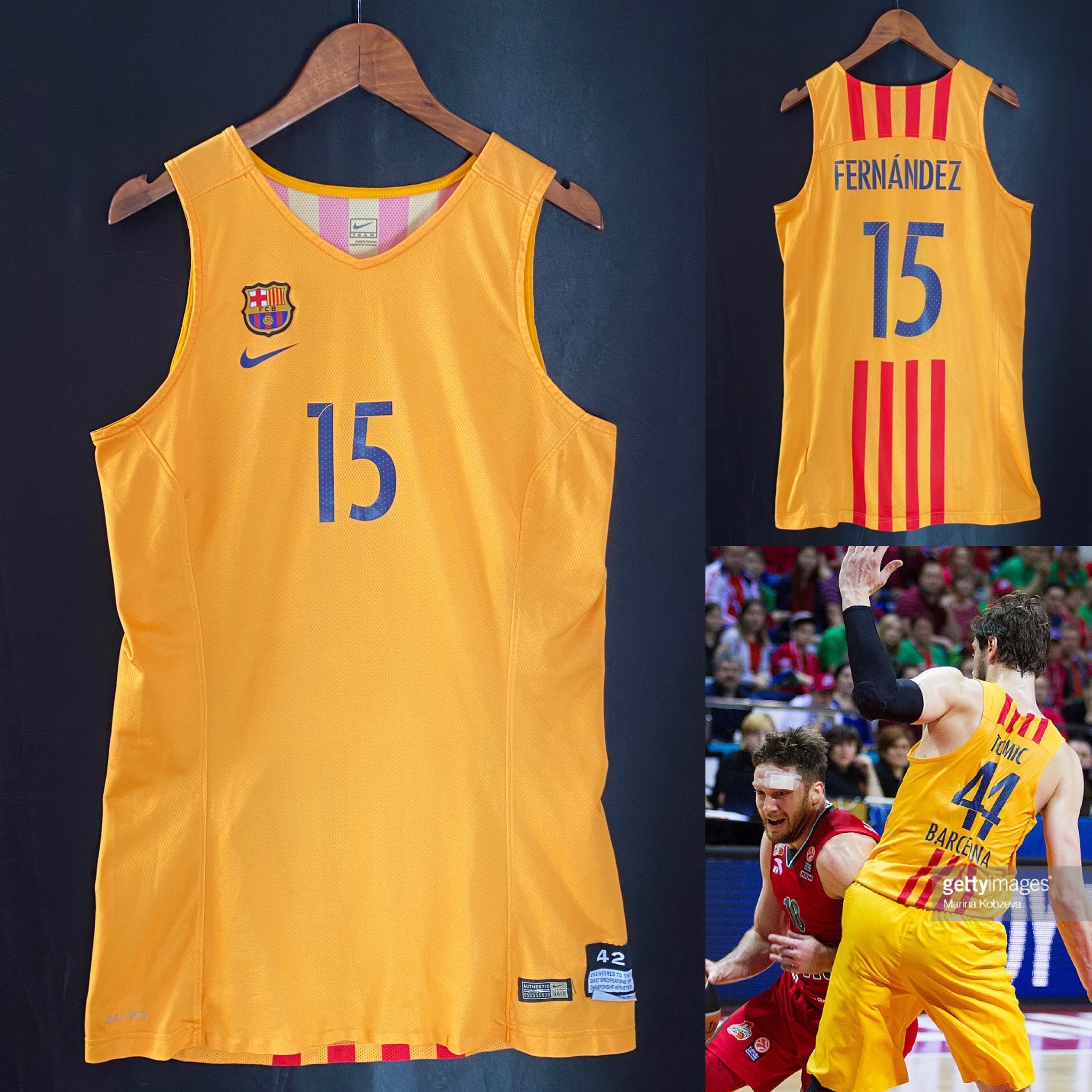 巴塞隆拿籃球隊 2015-2016 Nike 作客大黃格球員版球衣