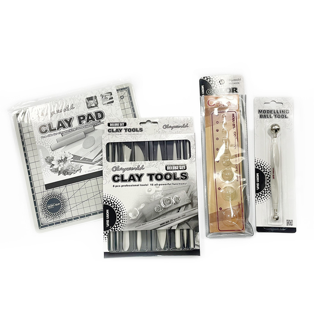 【黏土達人必備工具組】 黏土切割墊 丸棒 黏土工具棒 黏土調色盤