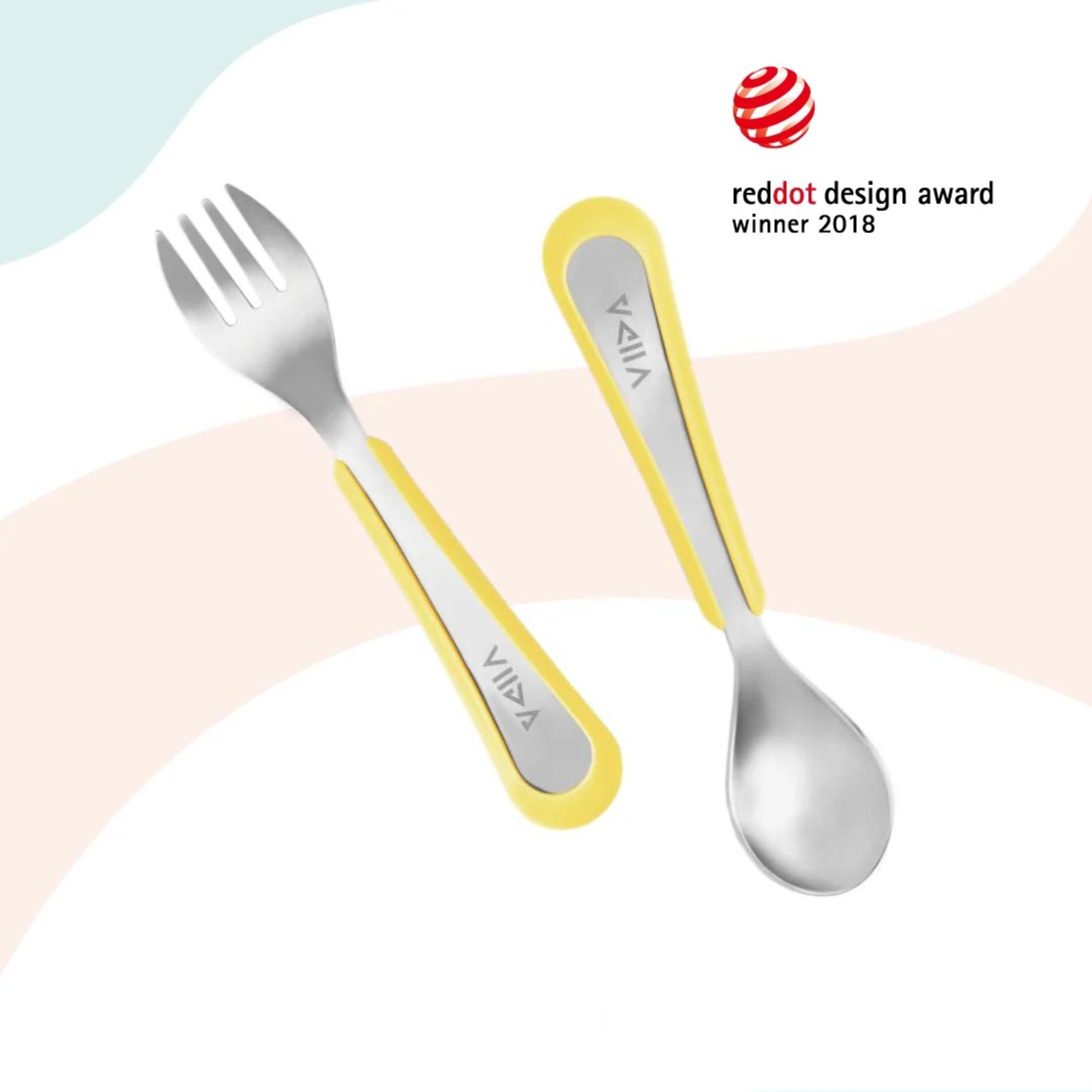 Viida Soufflé Antibacterial Stainless Steel Fork & Spoon Set (L)