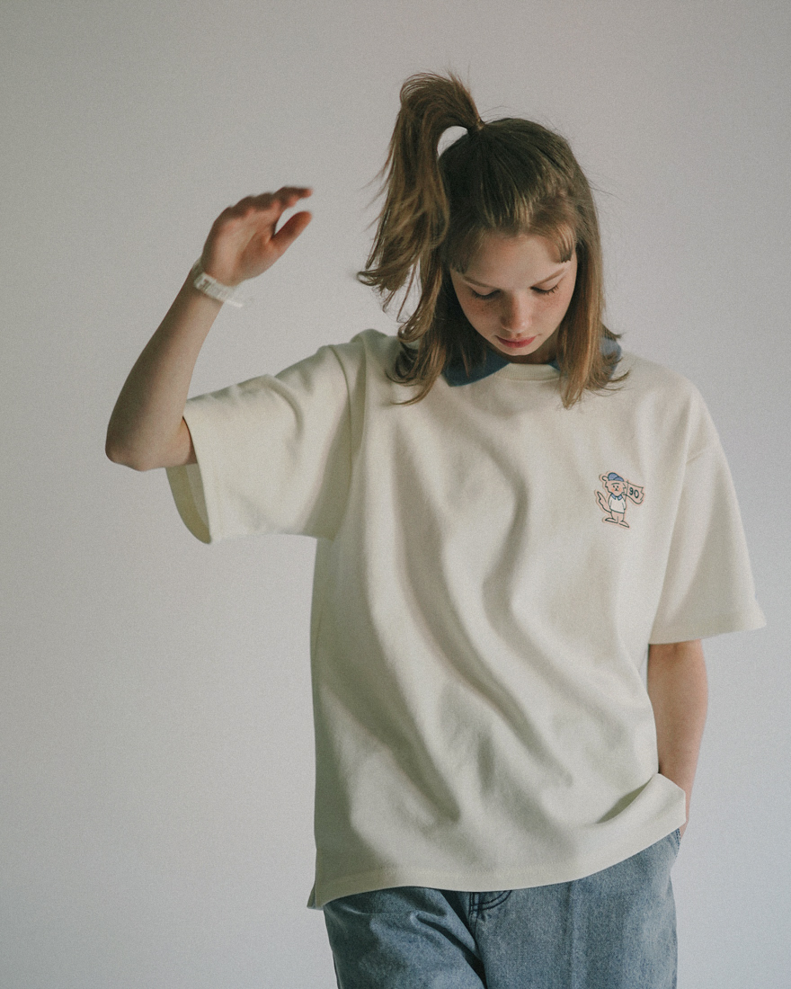 <預購> 韓國WV PROJECT 翻領電繡Bashful dog純棉短T