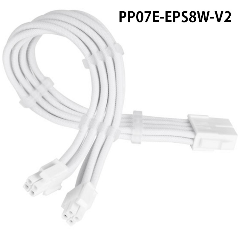 米特3C數位–SilverStone 銀欣 PP07E EPS 4+4pin 白色電源線材/PP07E-EPS8W-V2