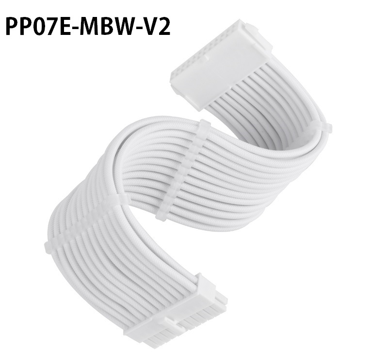 米特3C數位–SilverStone 銀欣 PP07E ATX 24pin 白色延長電源線/PP07E-MBW-V2