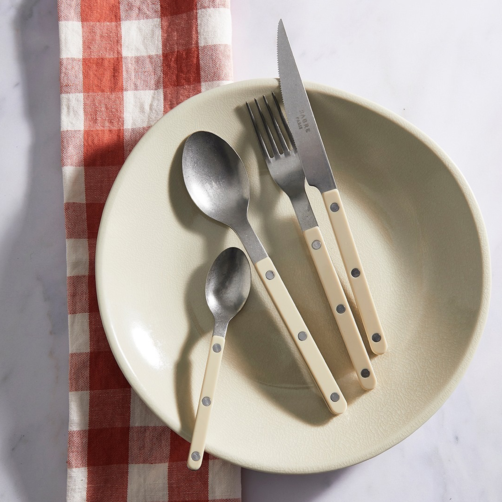 SABRE | Bistrot 復古酒館鈕扣系列 | 主餐叉子 l 霧面 | 象牙色