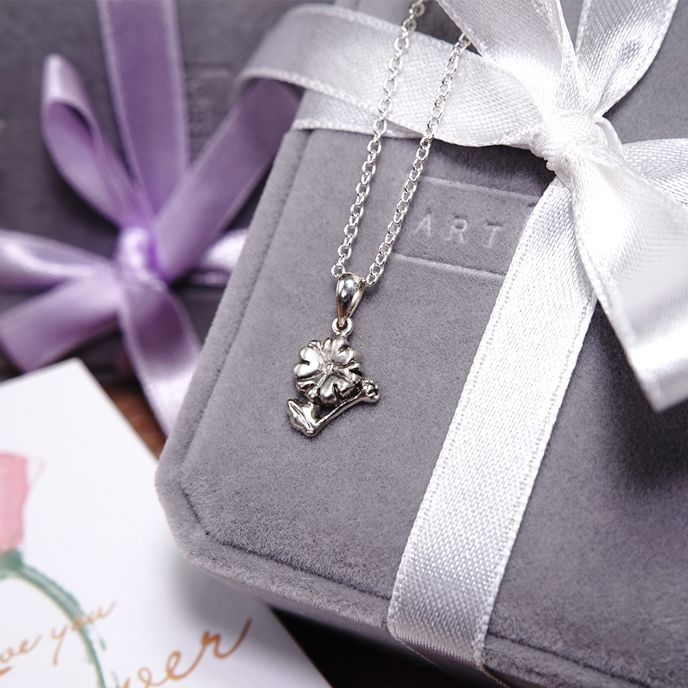 母親節禮物 櫻草花純銀項鍊 925純銀女生項鍊