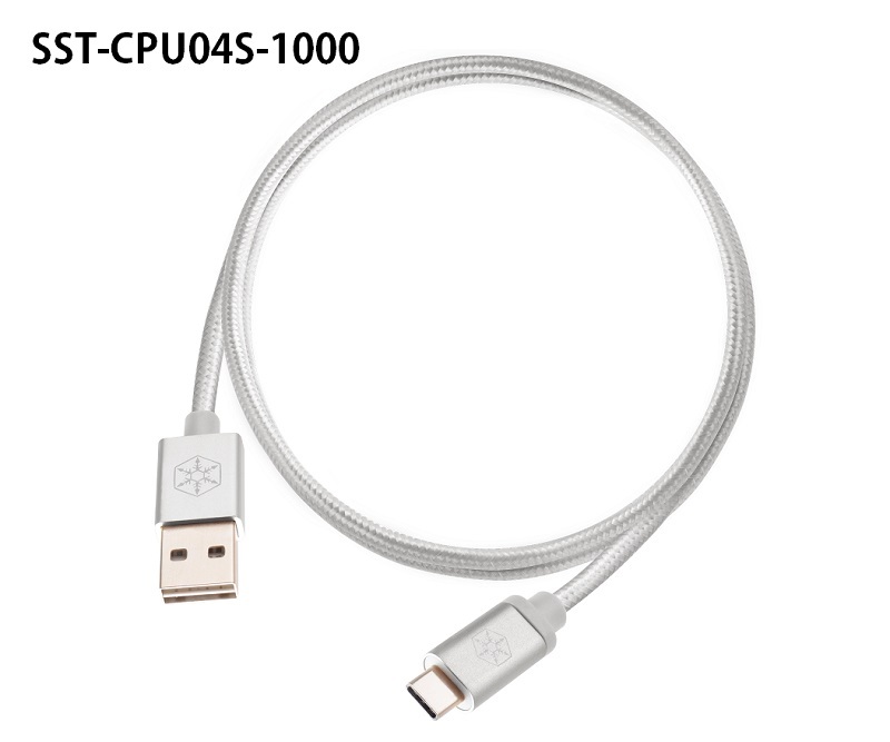 米特3C數位–SilverStone 銀欣 CPU04S-1000 銀色 USB轉Type-C 0.5MM傳輸線/SST-CPU04S-1000