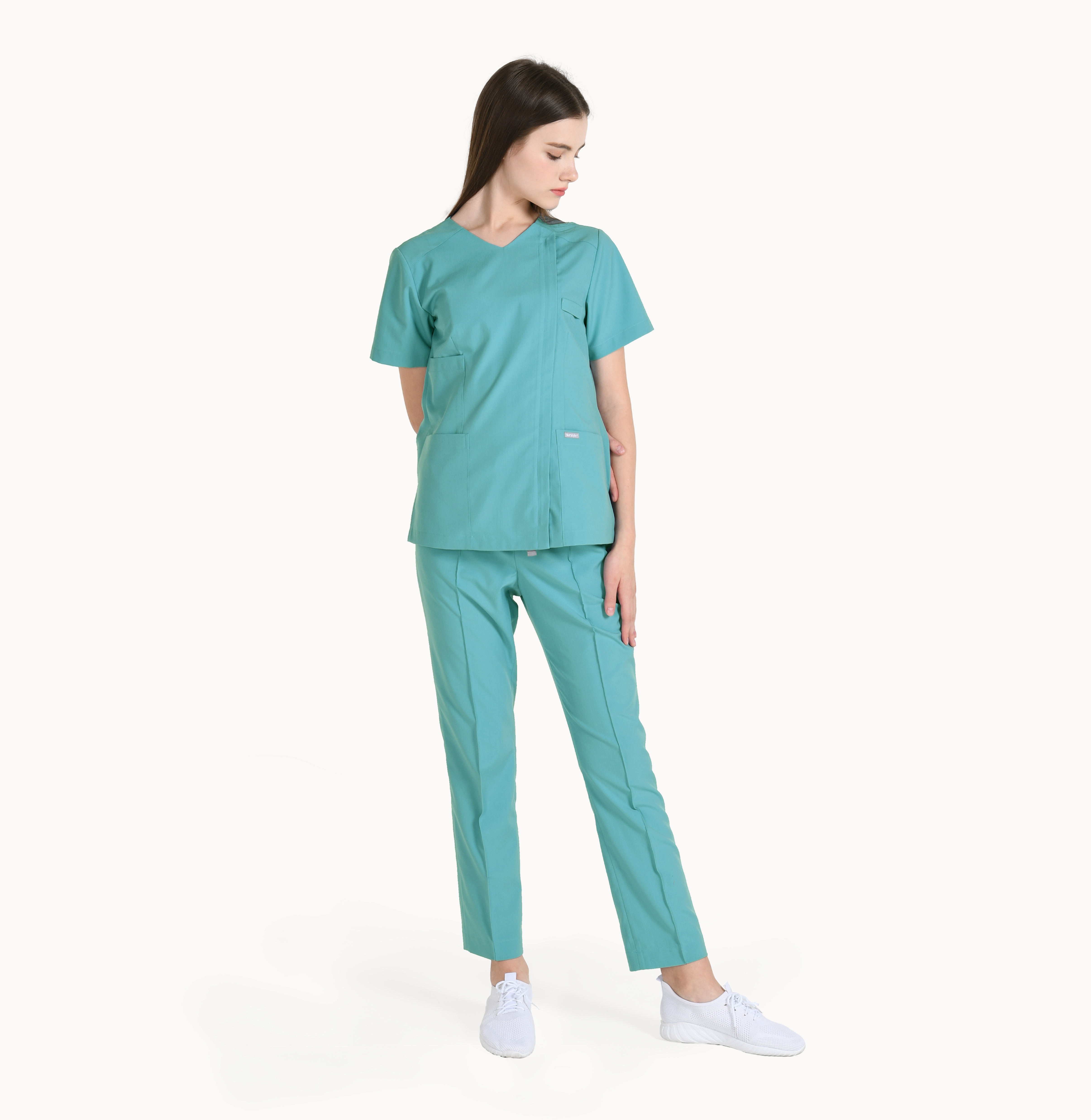 20862 COTTON-LIKE 女款刷手服 冰湖綠