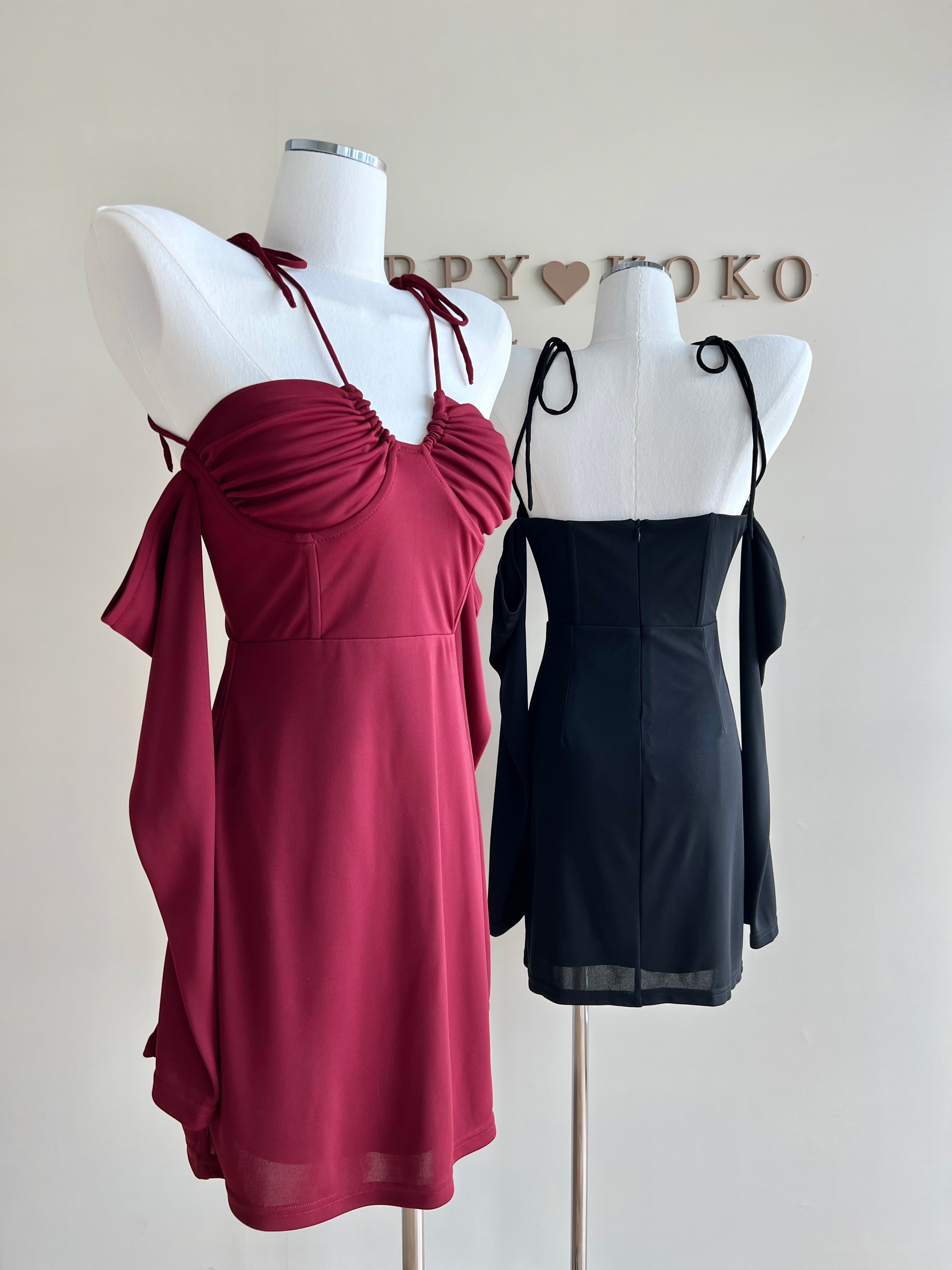 Trap 甜蜜陷阱 綁帶抓皺短洋裝