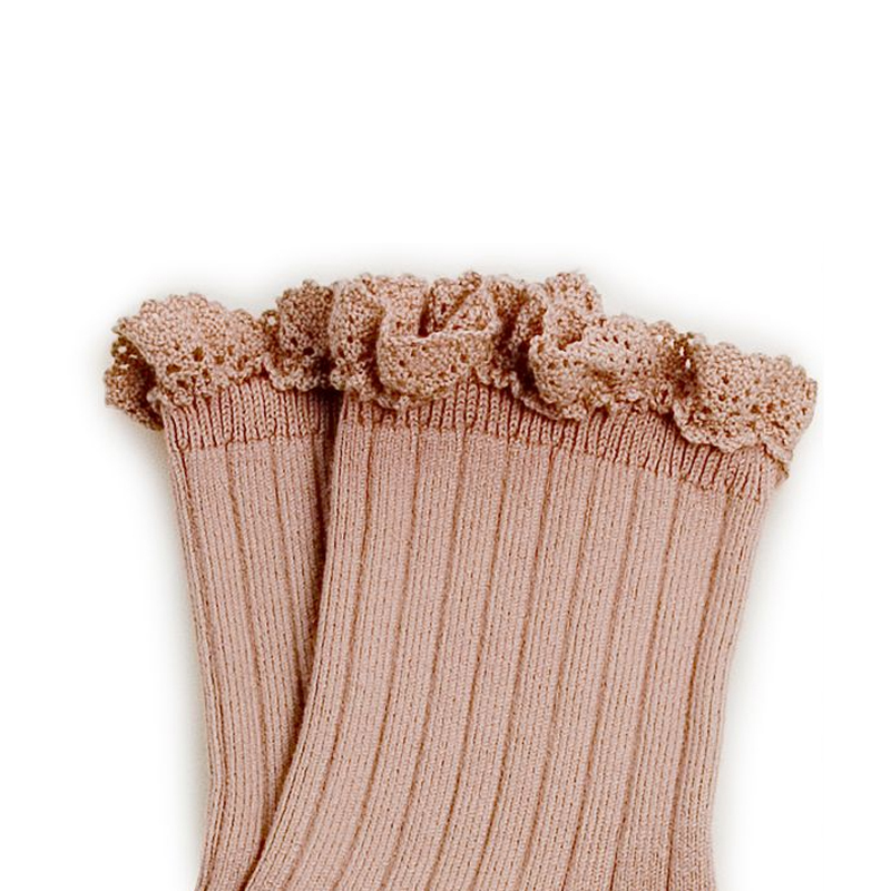 Collégien-Lili Sock蕾絲羅紋短襪(Vieux Rose)