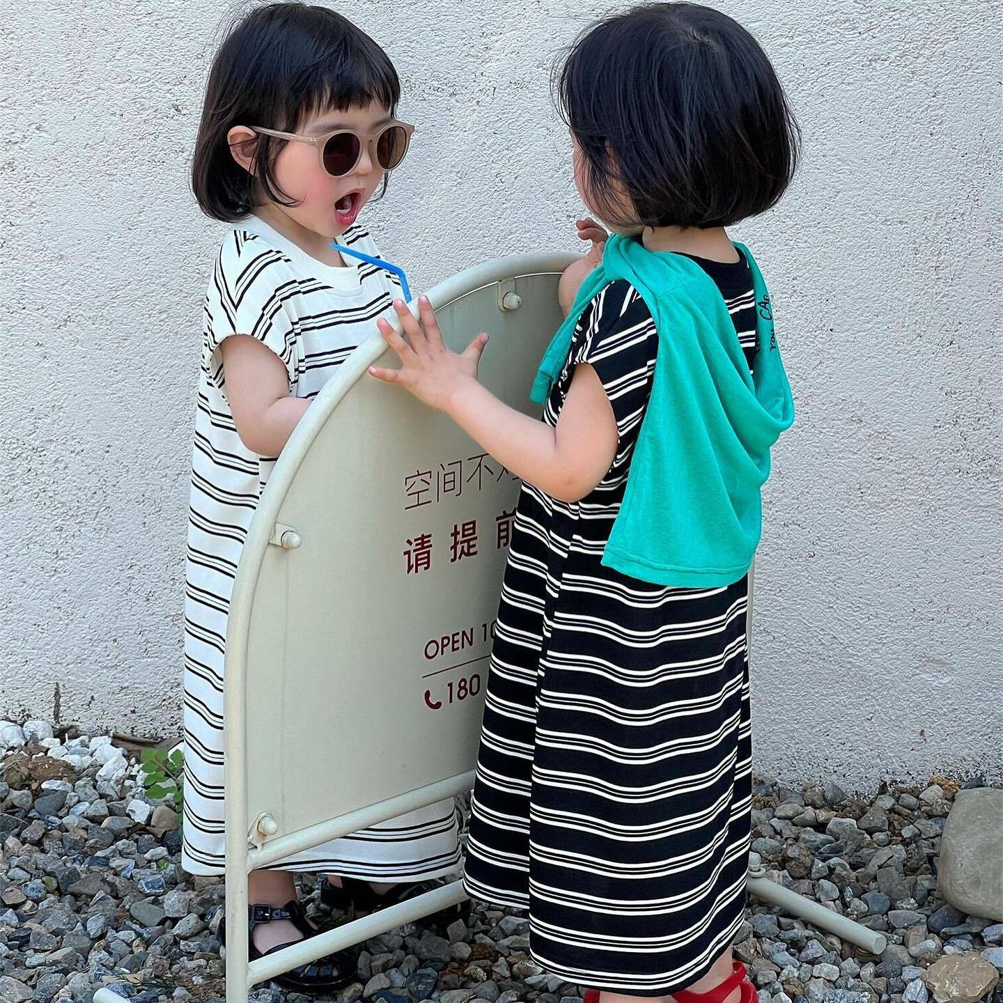 套上直接出門條紋休閒長洋裝