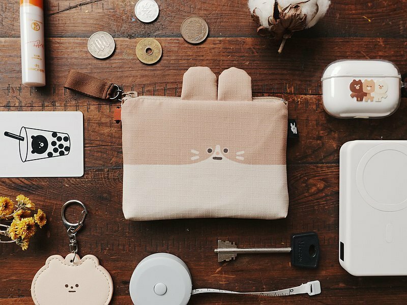 小黃間｜防水布造型零錢包｜灰兔