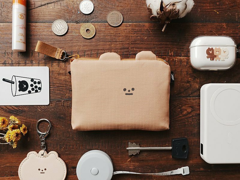 小黃間｜防水布造型零錢包｜棕熊 Shadow