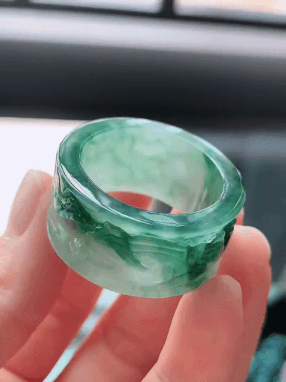 老坑冰飄花扳指 (31號港圈), 天然翡翠A玉, 緬甸玉, Jade, Jadeite