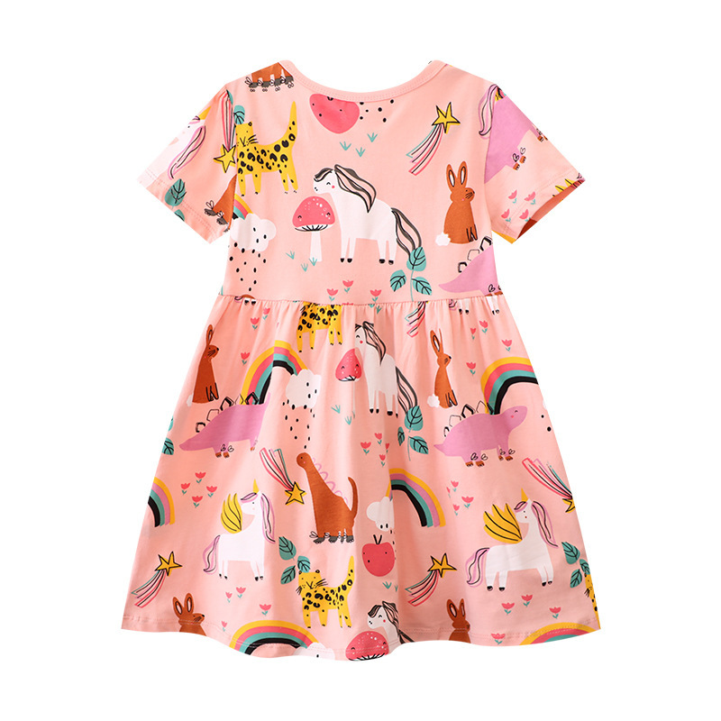 H115PK_SS23_C🦄粉紅色獨角獸與她的可愛世界連身裙