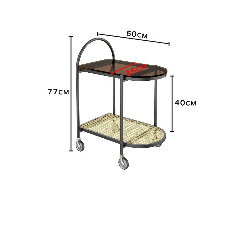 《1903》北歐風藤編小推車茶几移動小桌子