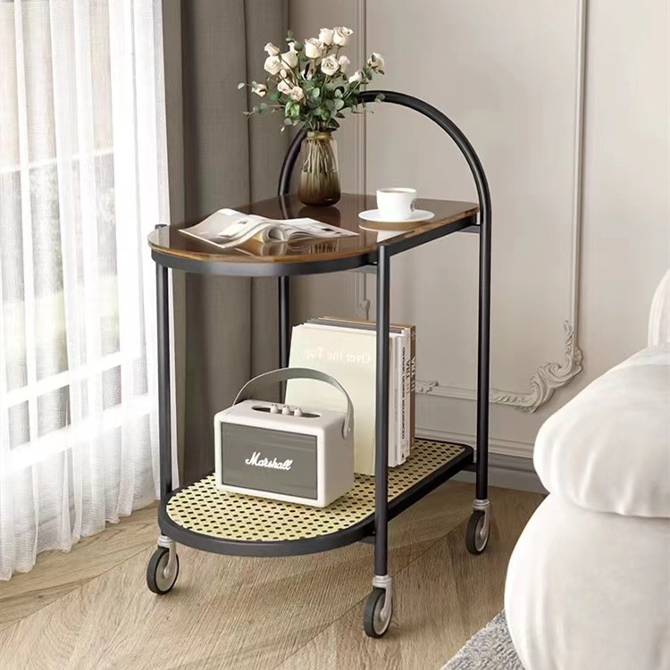 《1903》北歐風藤編小推車茶几移動小桌子