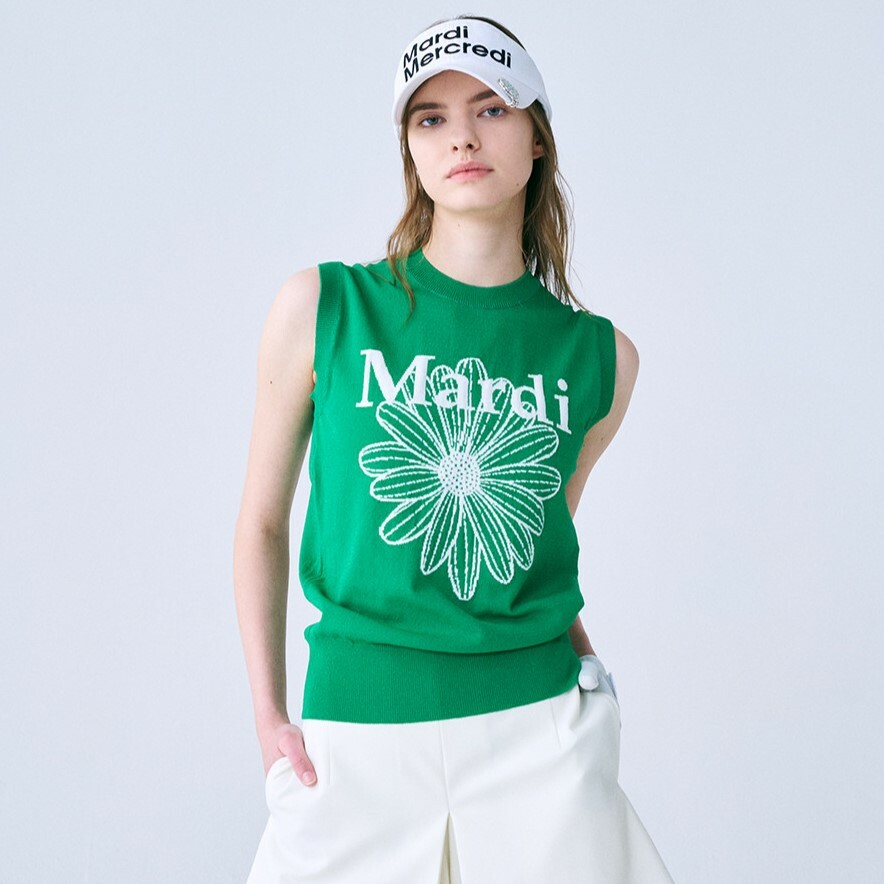 韓國MARDI MERCREDI - MARDI FLOWER SLEEVELESS KNIT TOP