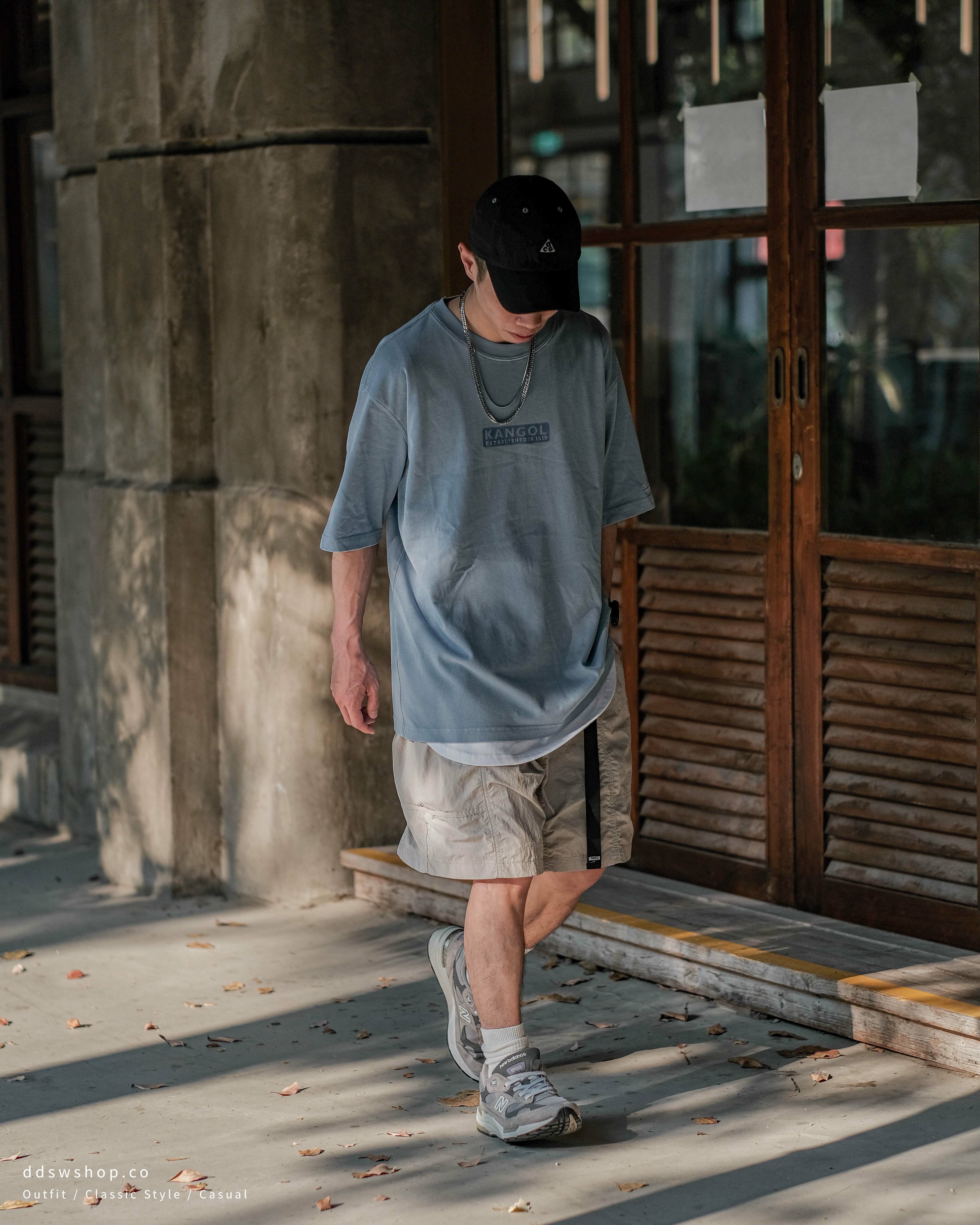 Kangol 袋鼠 短袖 水洗胸口Logo 刺繡文字 水洗黑 淺藍