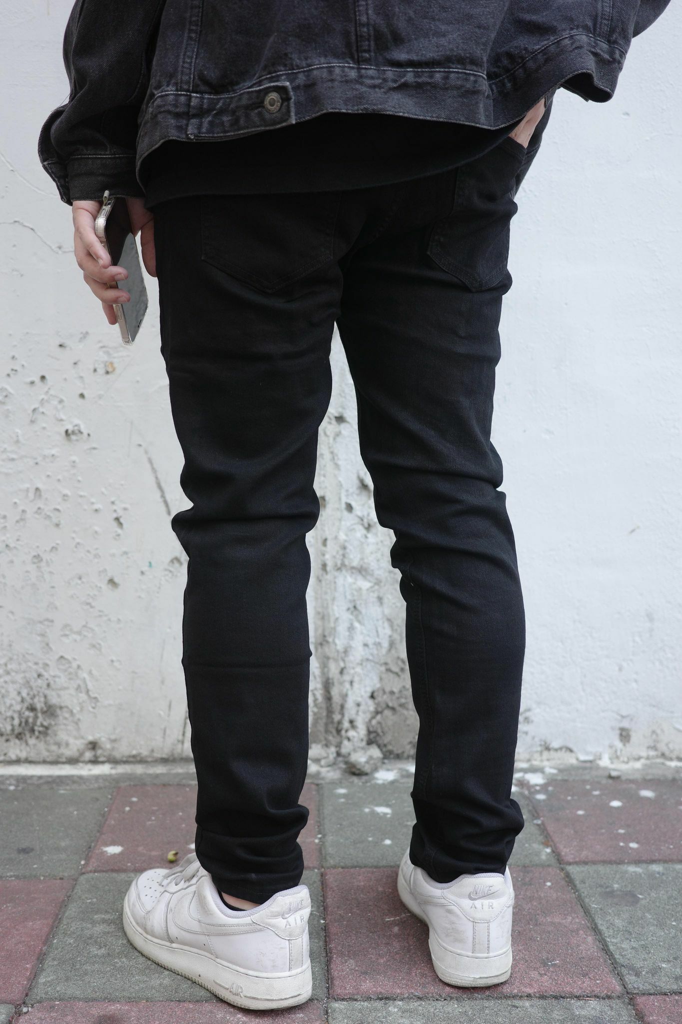 Record 素色 窄版牛仔長褲 藍/淺藍/黑 彈力牛仔褲 (15145)