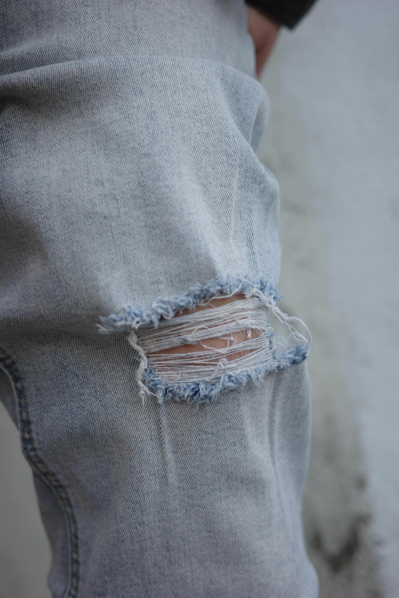 RECORD 高街膝蓋破壞 彈力牛仔褲 藍/黑 兩色 現貨 ( 15062 )