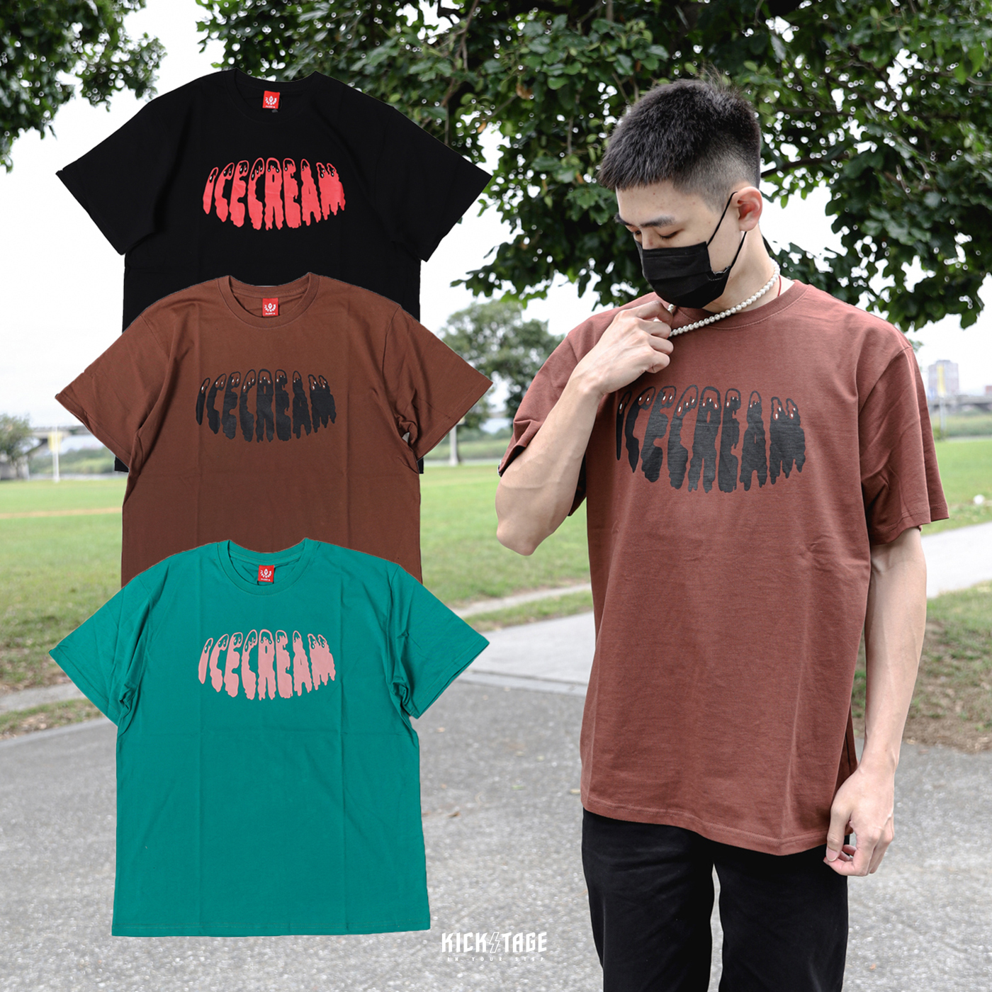 **特價商品售出不退換**ICE CREAM SOMETHING CLASSIC SS TEE 黑色 咖啡色 綠色 經典LOGO印花 短T【431-1203】