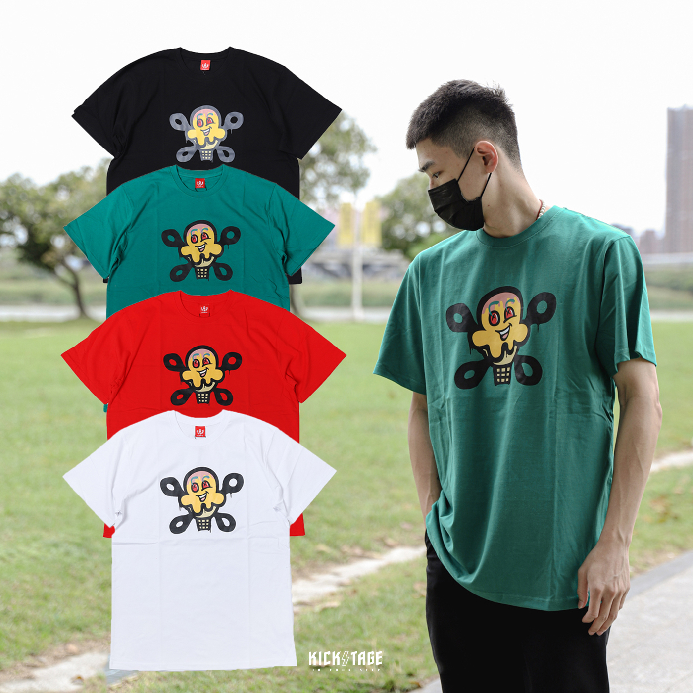 **特價商品售出不退換**ICE CREAM LOOK UP SS TEE 白色 黑色 紅色 綠色 櫻桃骷髏 冰淇淋 印花 短T【431-1201】
