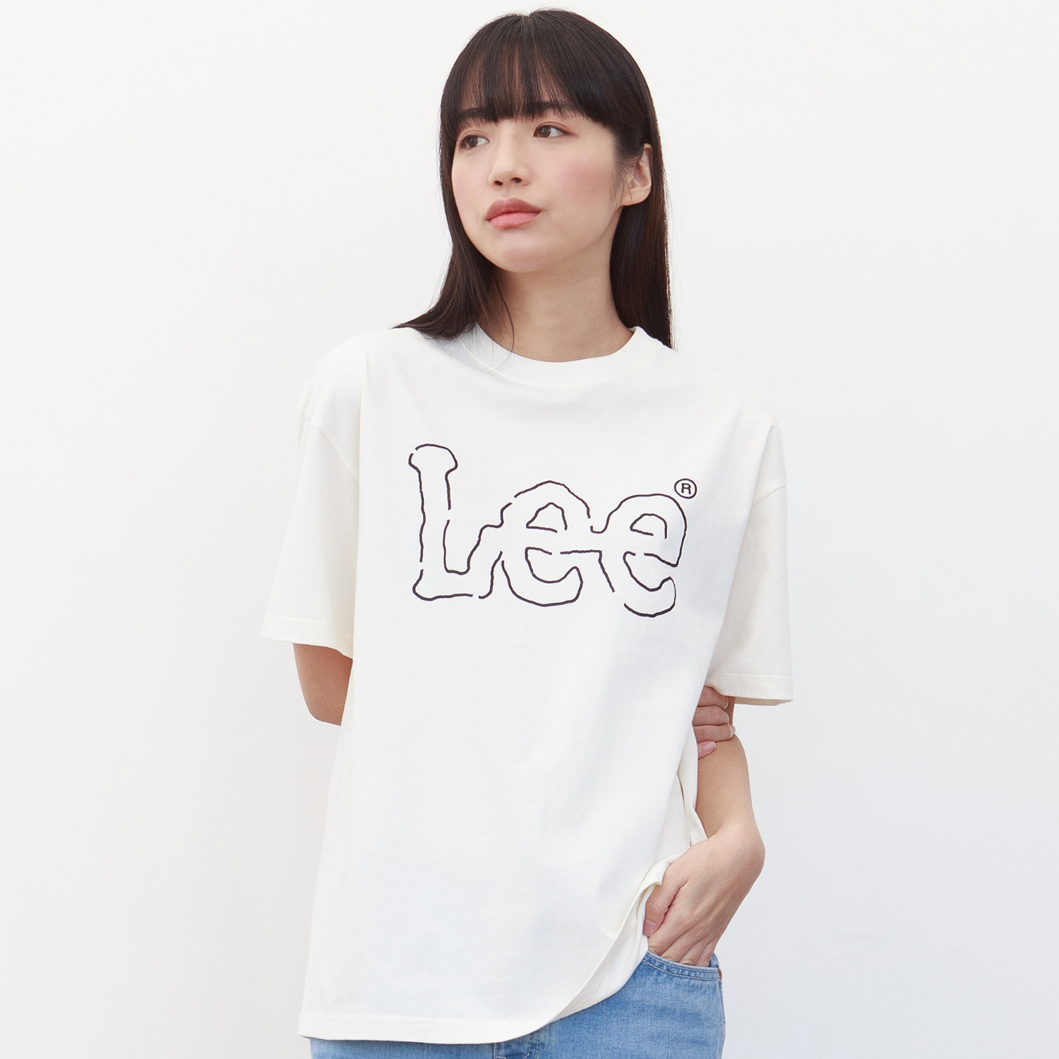 ◆LEE◆ Twitch Logo Dying T-Shirt Khaki LEE Line Twitch Logo T-Shirt ( 三色入)