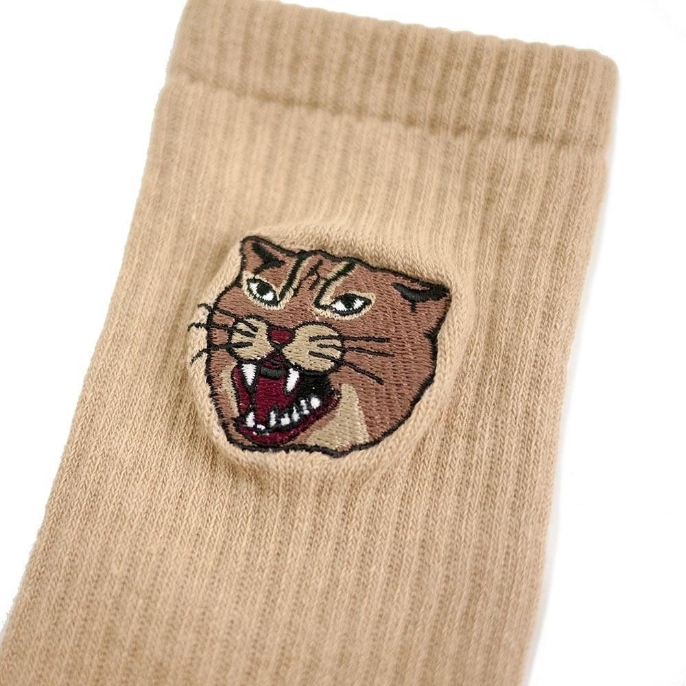 AFTER WORK  側面刺繡系列 石虎刺繡 襪子