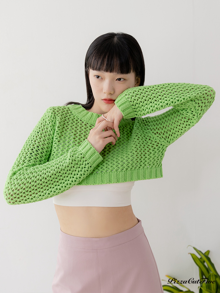 [SALE]網狀設計長袖短版上衣 PizzaCutFive PCF231403001