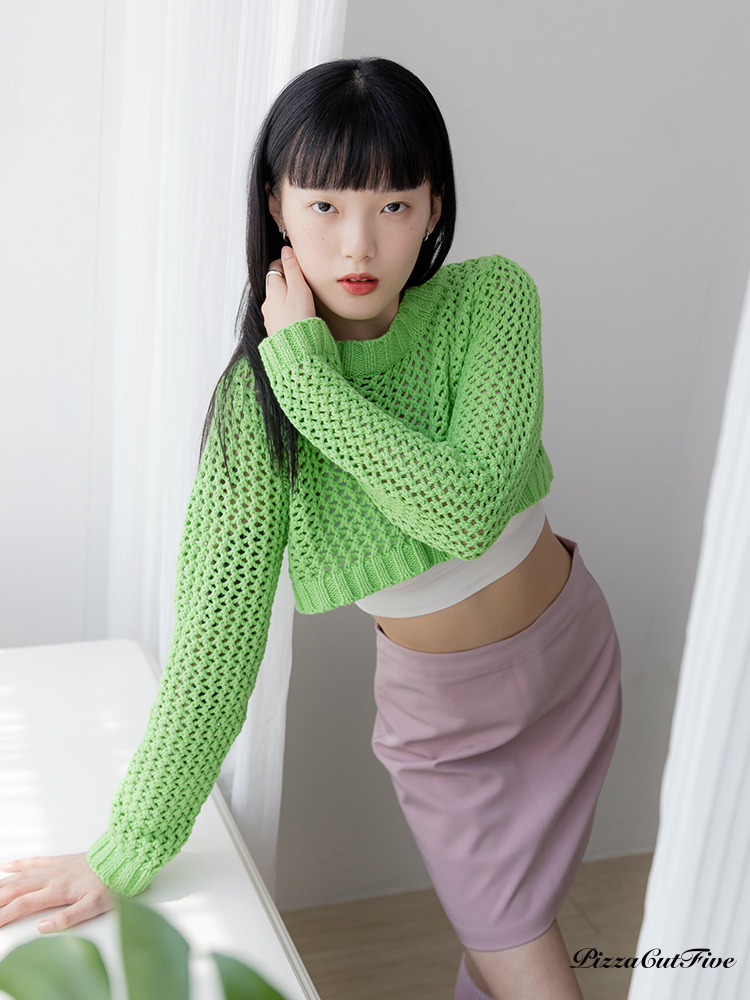 [SALE]網狀設計長袖短版上衣 PizzaCutFive PCF231403001