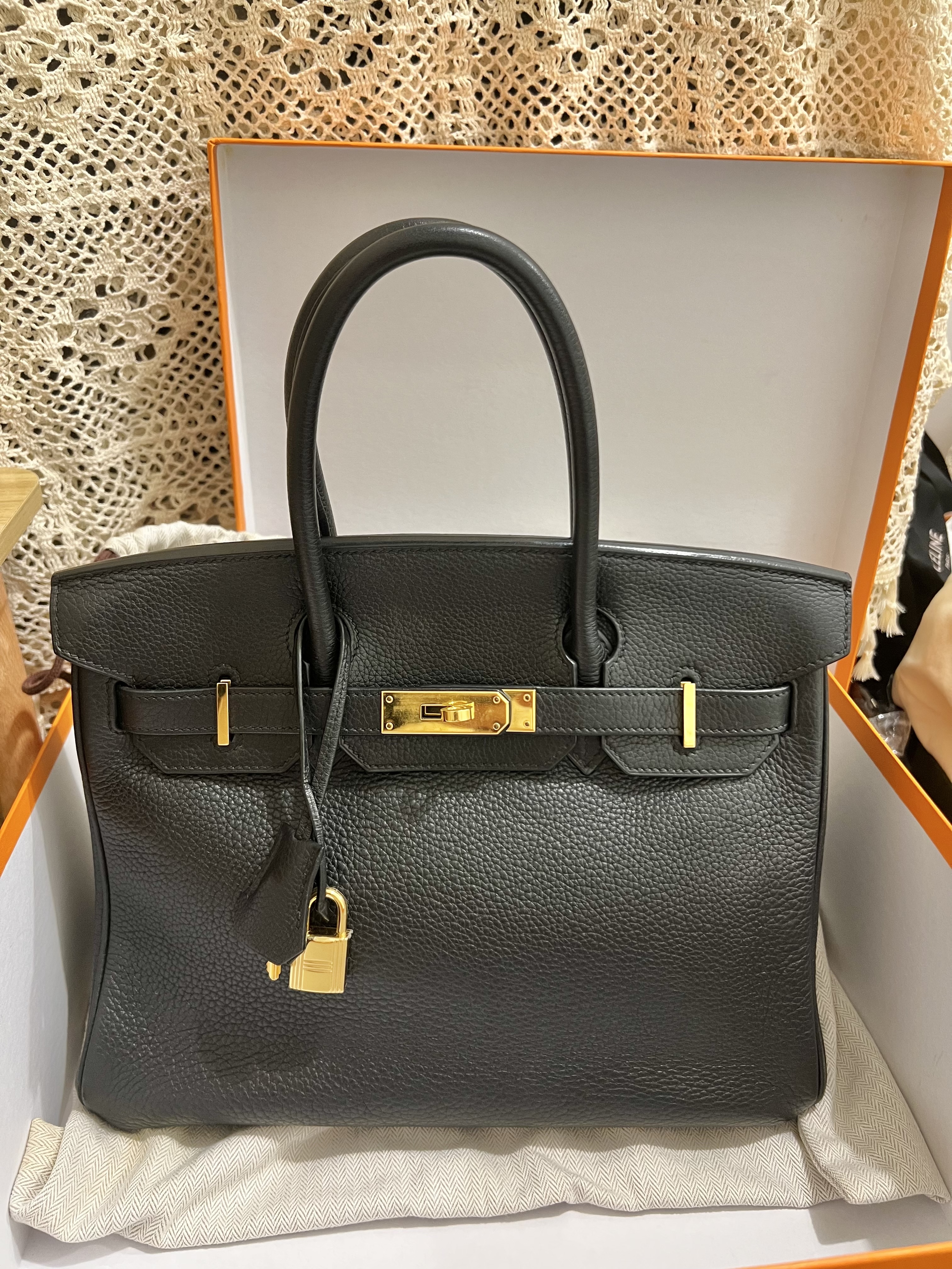 Hermes Birkin 30 / B30 GHW Noir (Stamp Square K)