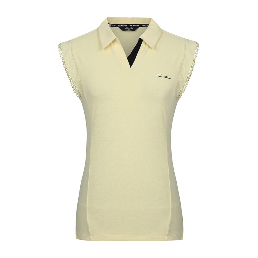 女【現貨】5折起/ 韓國FanTom 正品同步/韓版設計性感V領荷葉邊袖短袖T卹 /網美推薦高爾夫球衣/ #MW112332