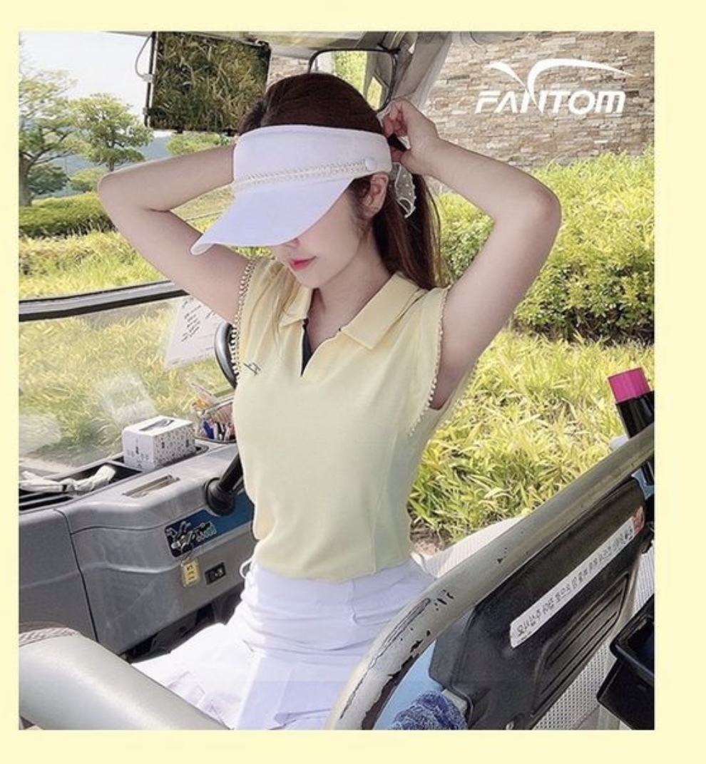 女【現貨】5折起/ 韓國FanTom 正品同步/韓版設計性感V領荷葉邊袖短袖T卹 /網美推薦高爾夫球衣/ #MW112332