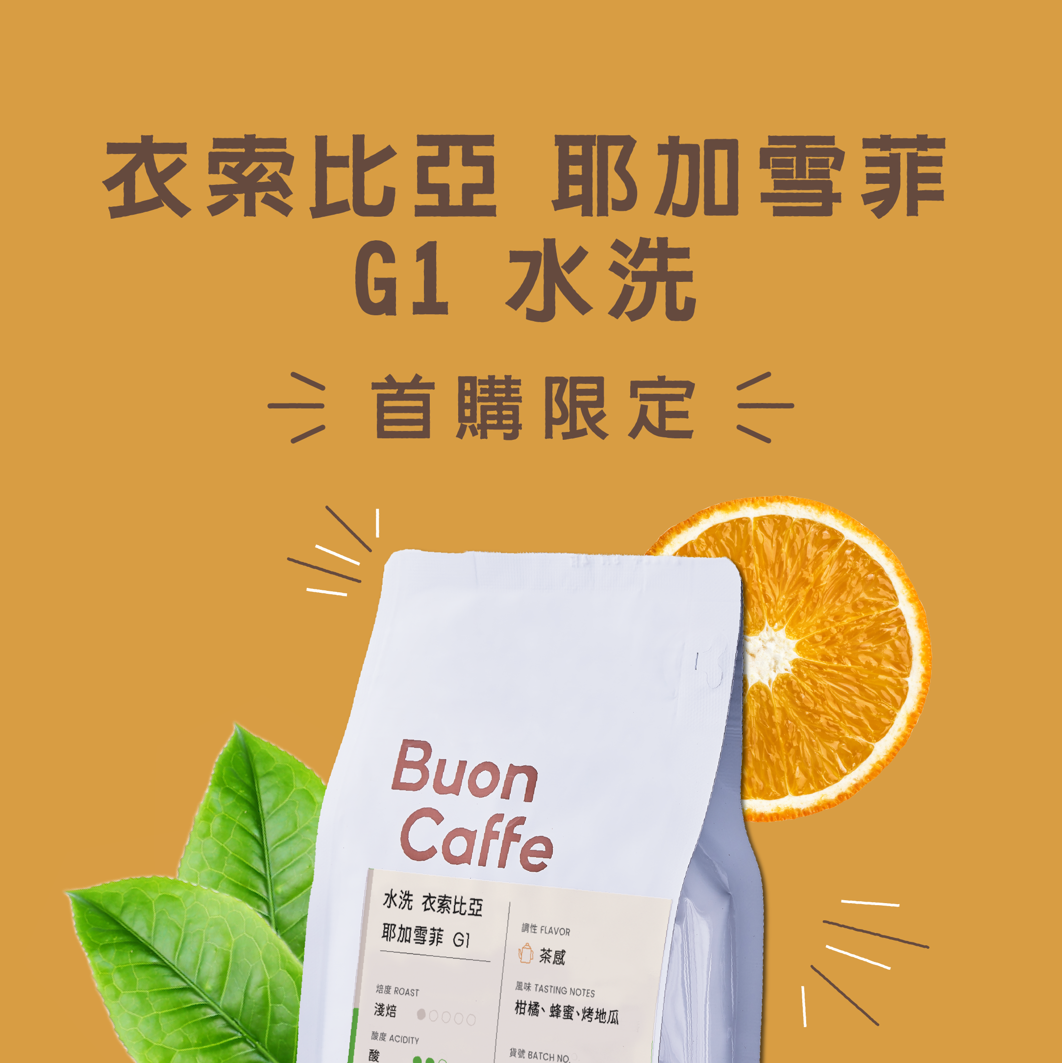 衣索比亞 耶加雪菲 G1 水洗 -《 Buon Caffe 步昂咖啡 》