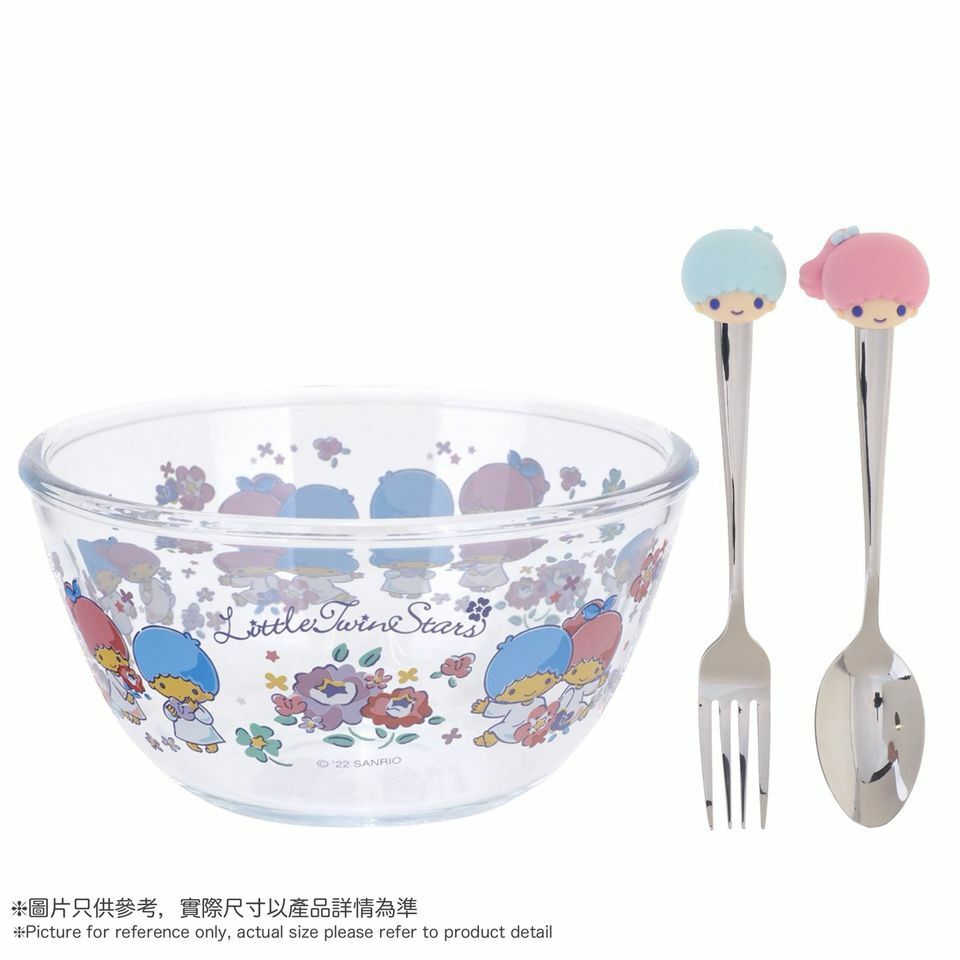 Little Twin Stars 玻璃碗連叉匙套裝 9-7806-3