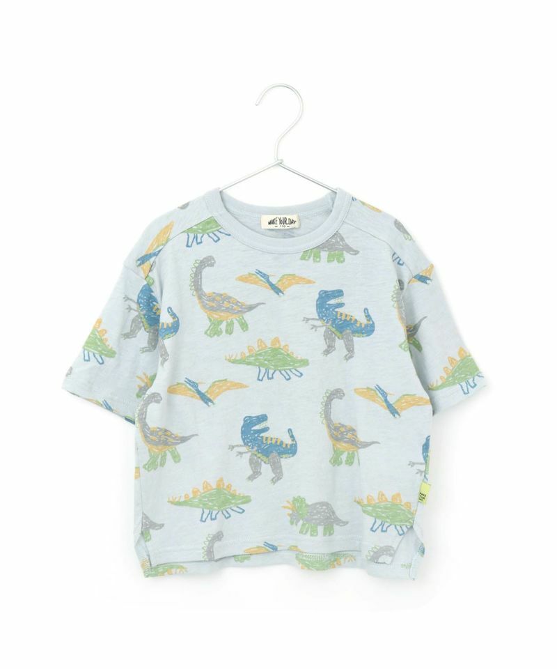 日本MYD 手繪恐龍 圓領短袖上衣 (天藍色，100) M320102