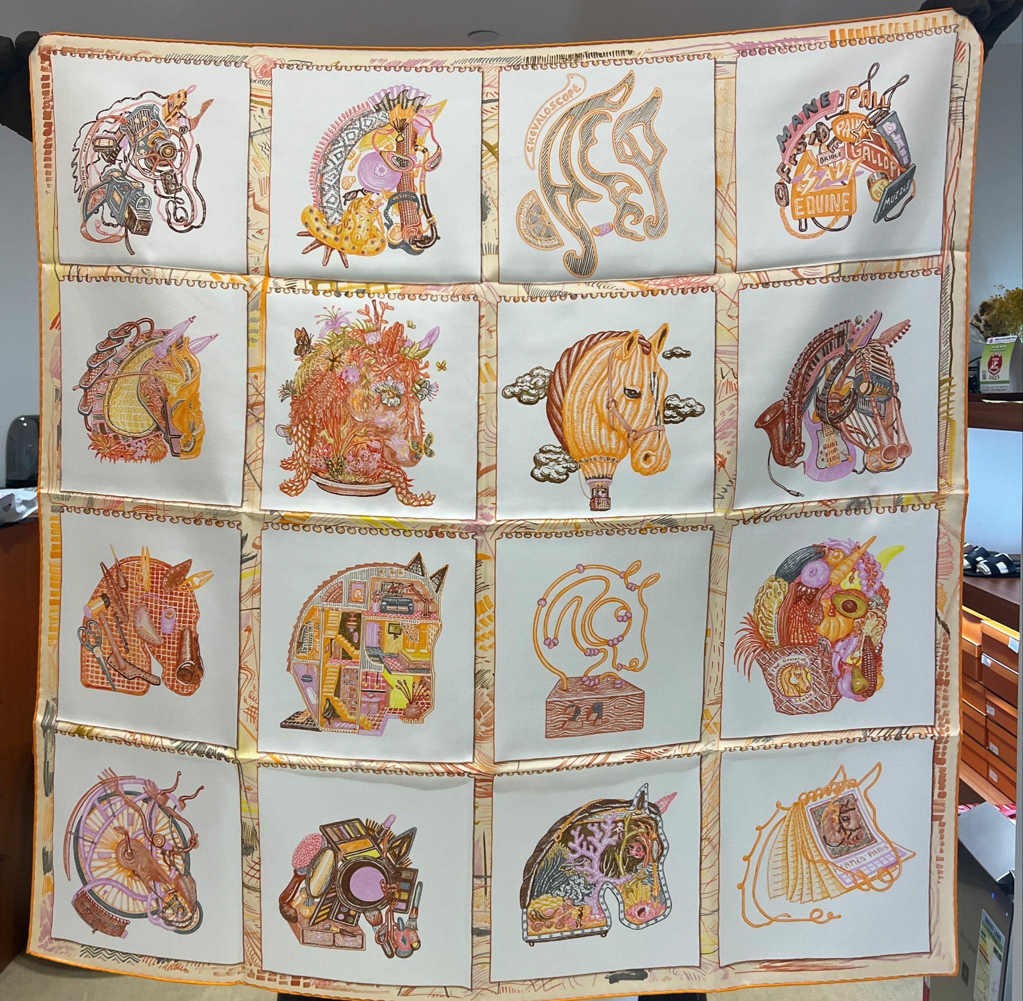 Scarf 100% soie 90 × 90cm