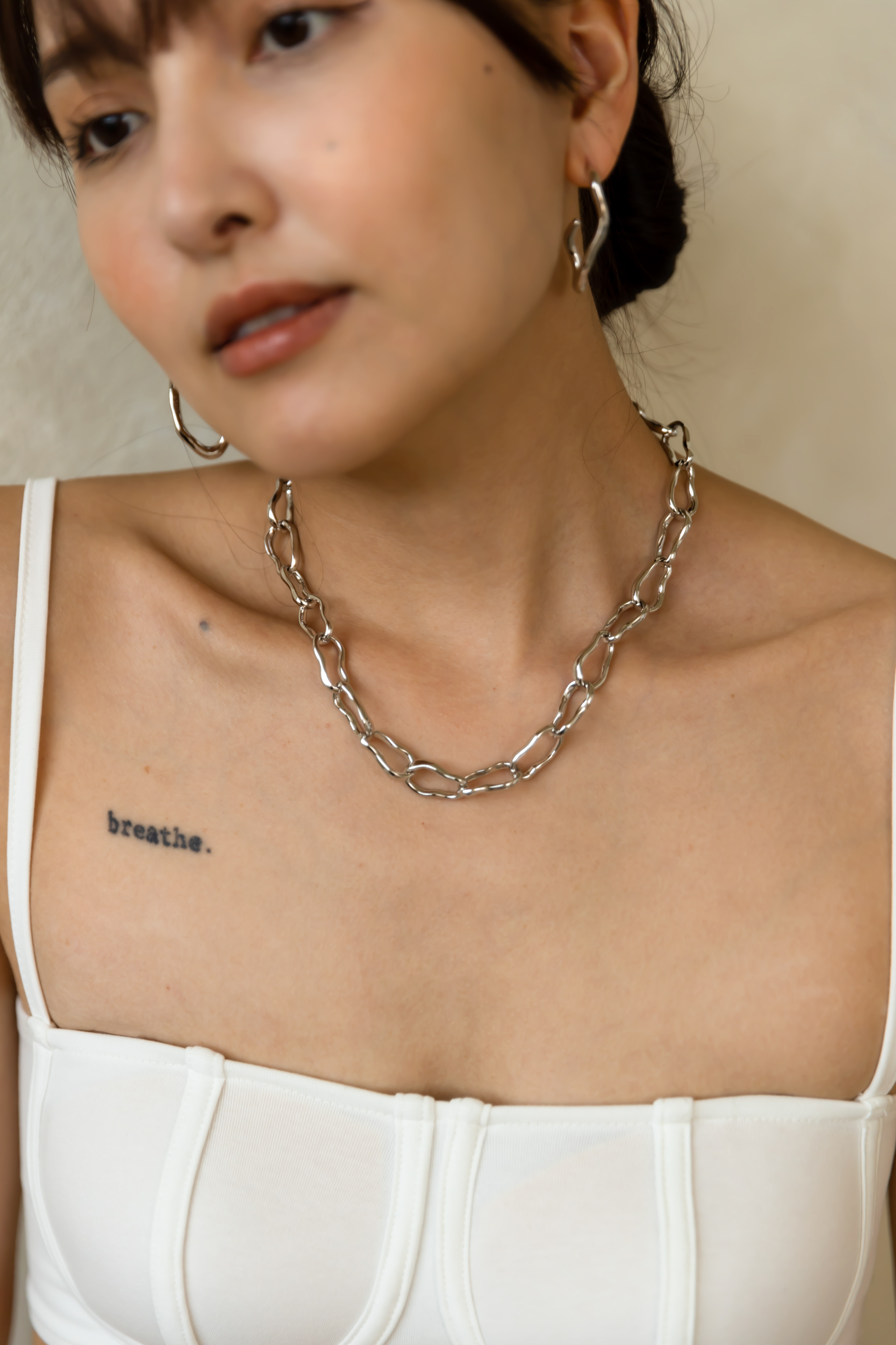 Melt · 簡約不規則鎖鏈項鍊（銀色）