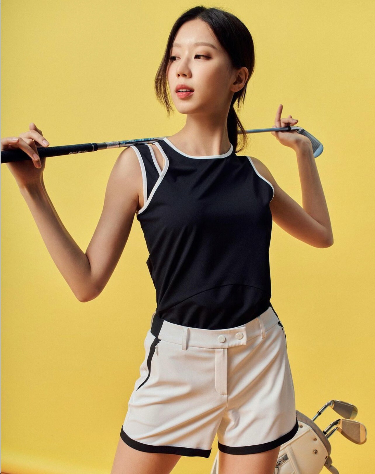 女款 M10【韓版春裝】新品/正韓Benjefe Golf同步/時尚性感露肩圓形無袖T恤/高爾夫球女裝