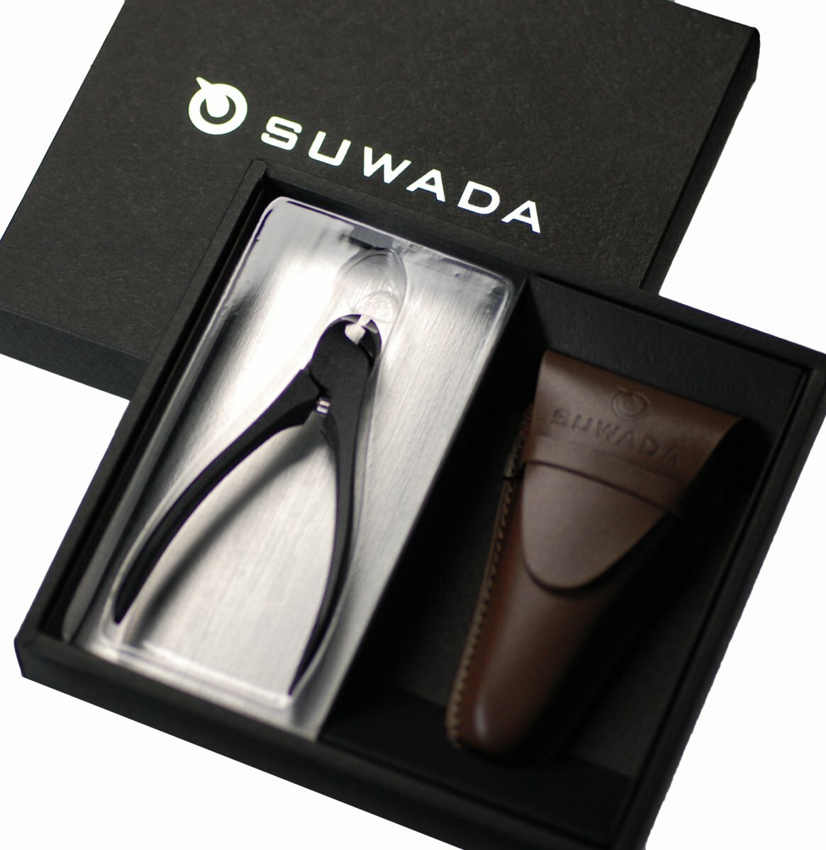 SUWADA日本職人指甲剪-黑鋼款S 真皮收納禮盒組