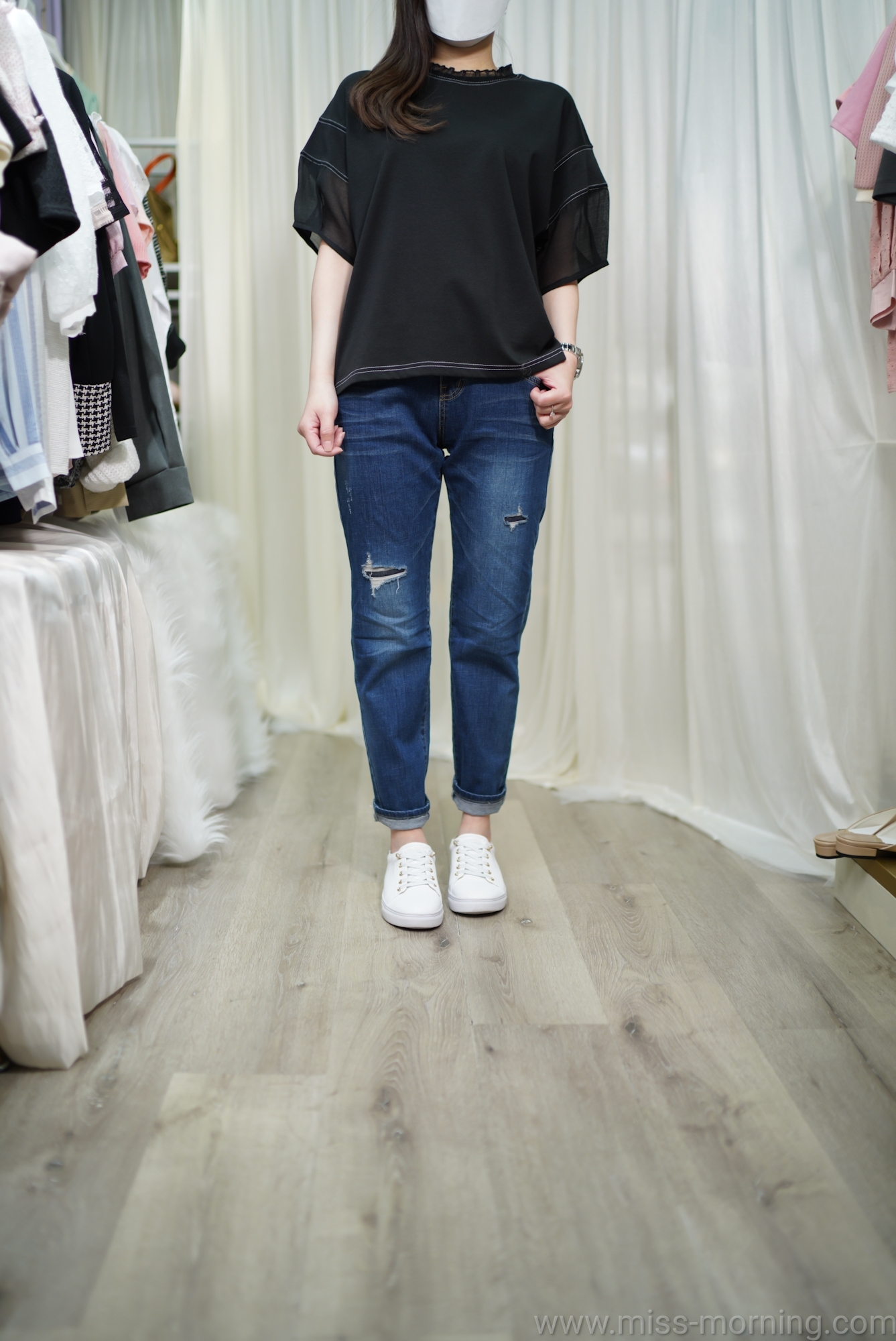 半透袖款上衣(13098)