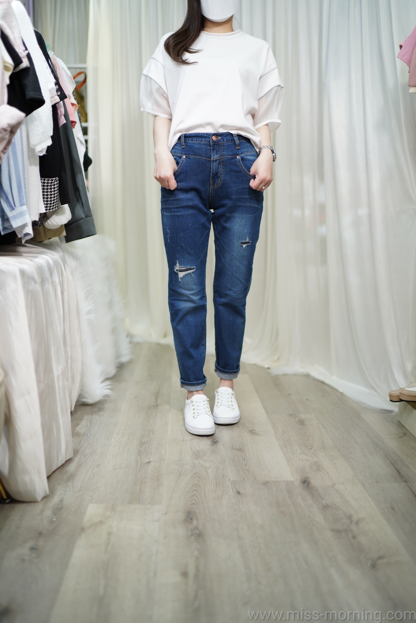 半透袖款上衣(13098)