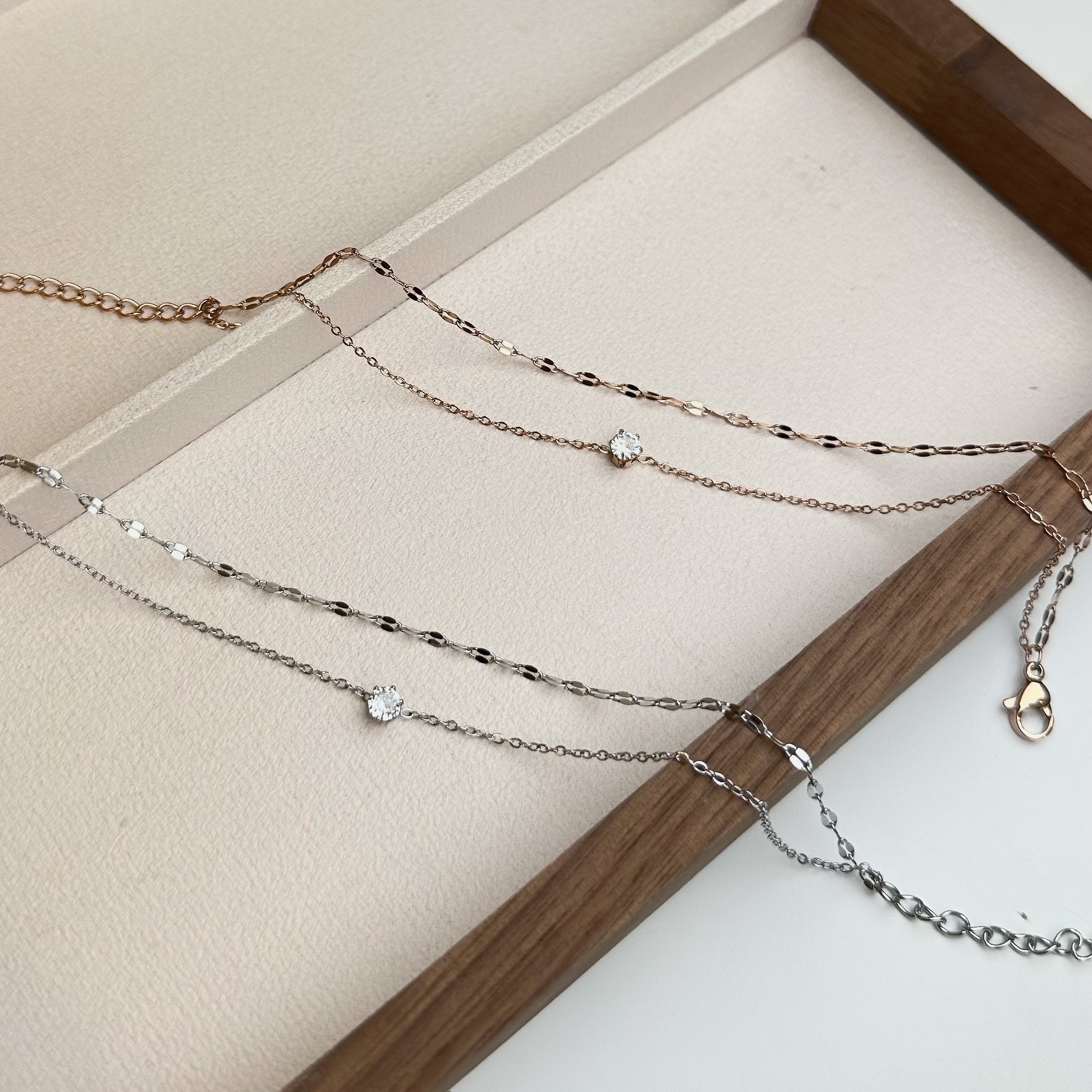 【鈦鋼】風格．小鑽雙層鈦鋼手鍊