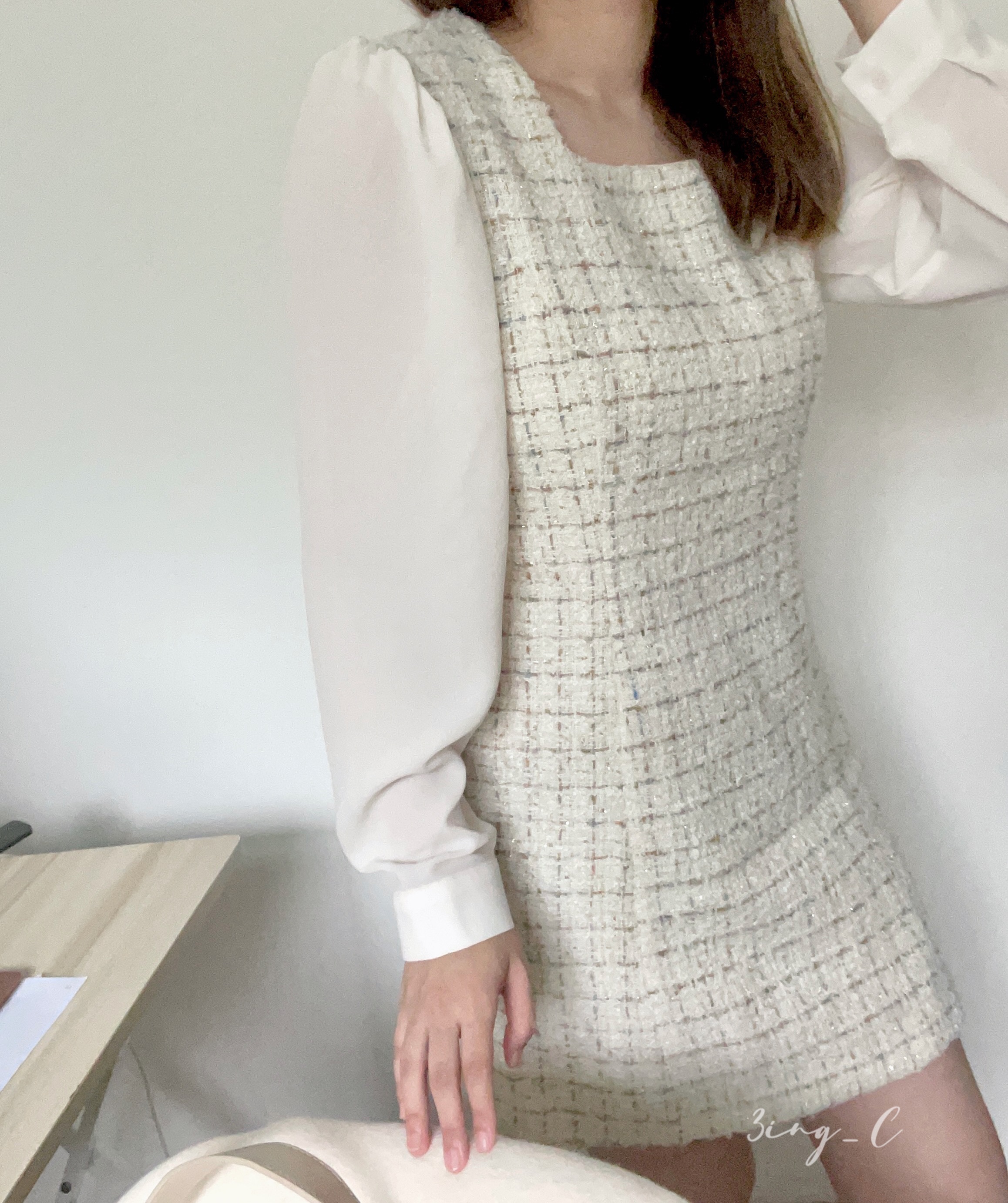 韓國連線-小香毛呢連身裙