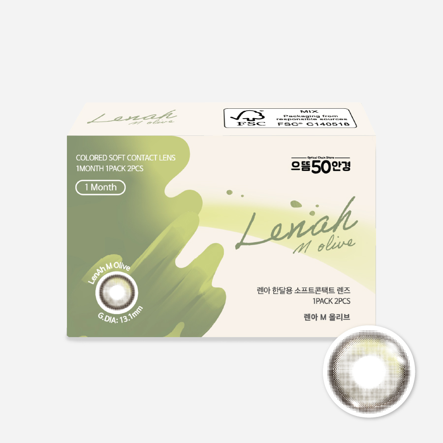 [月拋]  LENAH 1 Month  Olive｜月拋彩妝隱形眼鏡｜每盒2片