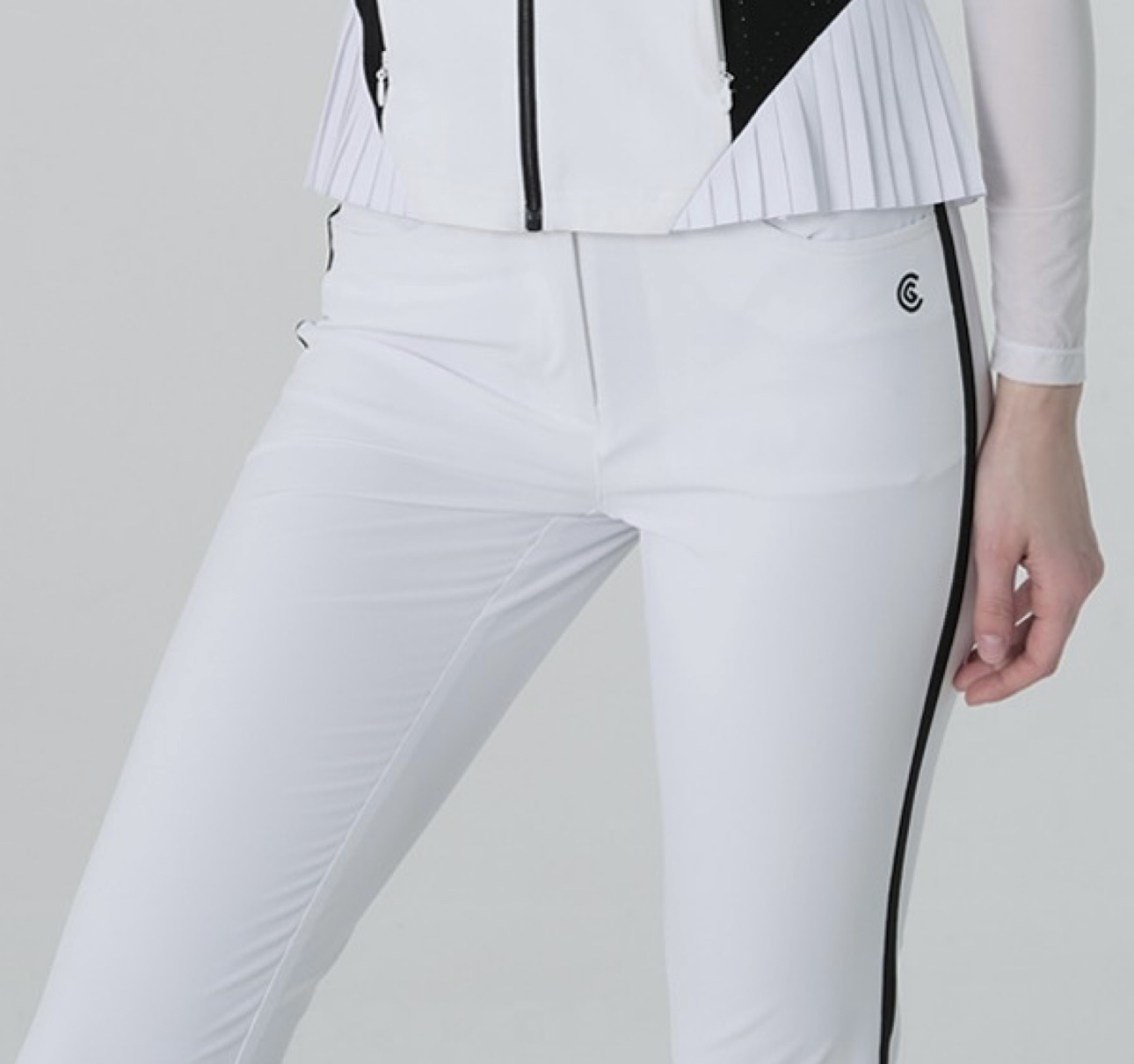 女【現貨】6折起/韓版克里夫蘭正品/韓風設計斜紋理變壓線條長褲/高彈性+防紫外線布料長褲/網美推薦高球衣/#MW112340