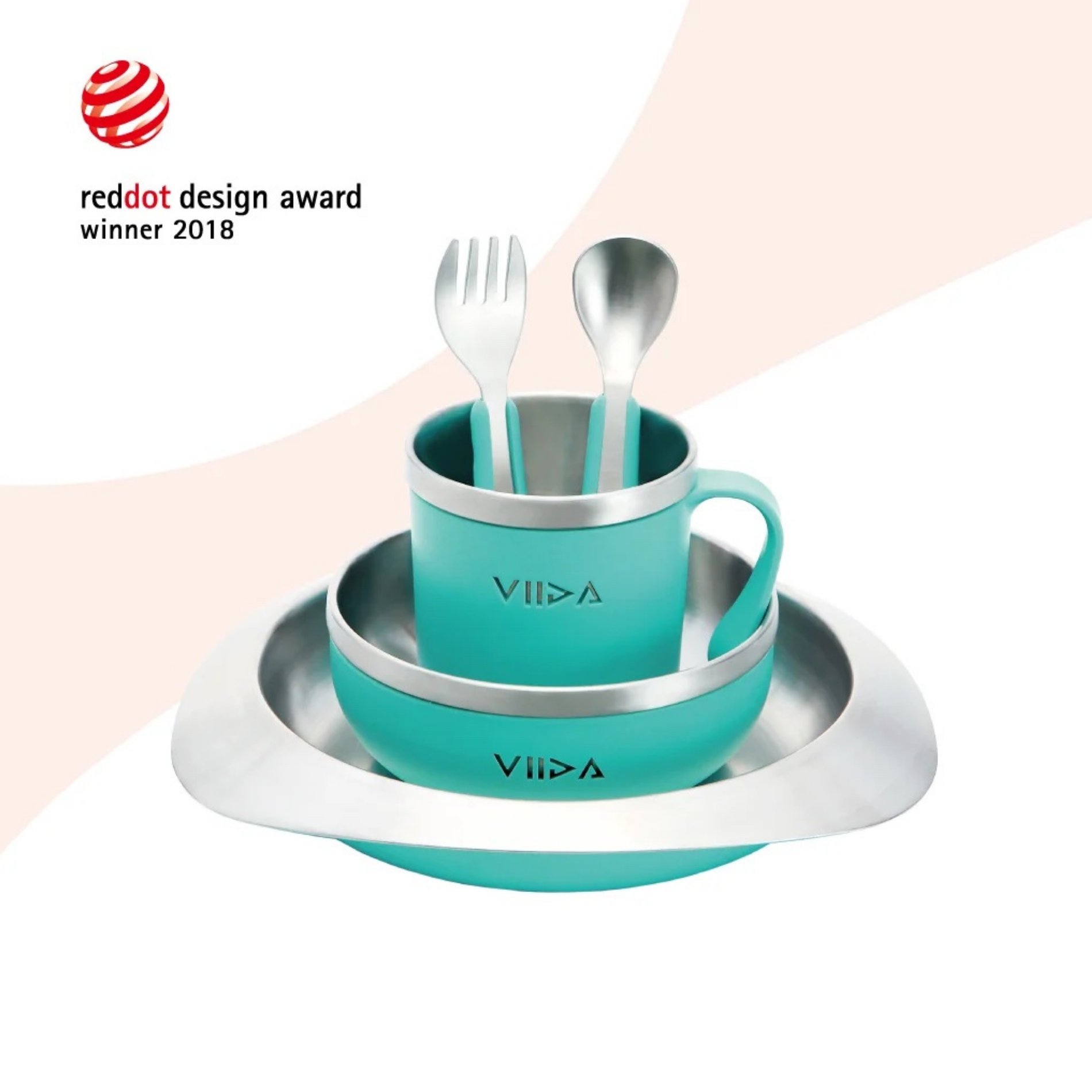 Viida Soufflé Antibacterial Stainless Steel Kids Tableware Set